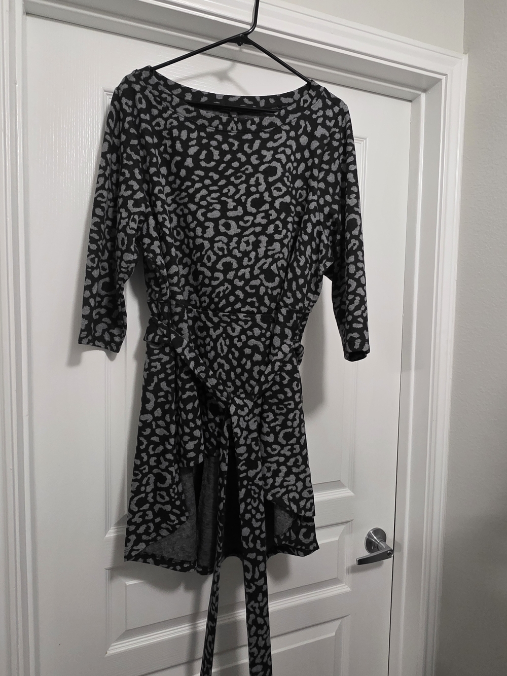 Lane Bryant Black and Gray Leopard High-Low Wrap Dress